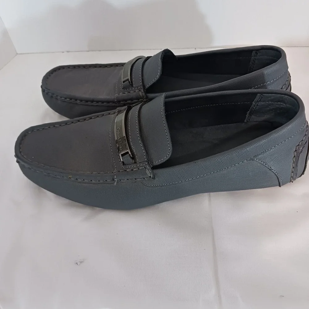 Calvin Klein Merve Gray Slip-On Loafer Synthetic Upper Logo Men's 10.5 M
